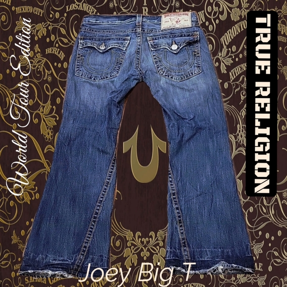 Sz33 True Religion Joey Big T Flare Jeans 100% Cotton - Picture 3 of 16